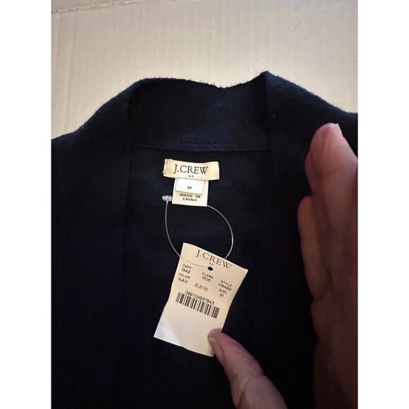 NWT J. Crew Factory Tiered Ruffle Sleeve Navy Cardigan Size Medium Cotton Blend - Picture 3 of 12